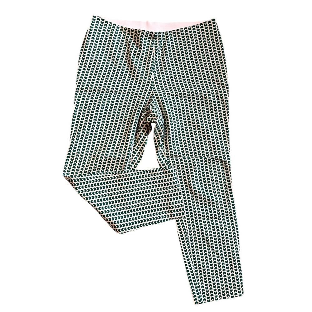 Ankle‎ Pants Womens Green White Geometric Print Side Zip Size 12 Office Casual